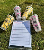 Lemon Summer Personalised Name Tumbler Venti Cold Cup 24oz - With Straw