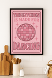 This Kitchen Is Made for Dancing – Retro Disco Ball Wall Art in Pink