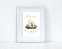 All Is Calm All Is bright Winter Christmas Seasonal Wall Home Decor Print