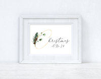 Personalised Christmas At No Gold Acorn Winter Christmas Seasonal Wall Home Decor Print