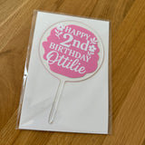 Personalised Wording 10cm Circle Acrylic Birthday Cake Topper