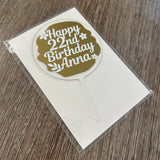 Personalised Wording 10cm Circle Acrylic Birthday Cake Topper
