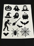 Sets Of 3/4 Black Assorted Font Or Face Halloween Pumpkin Window Door Halloween Sticker Labels