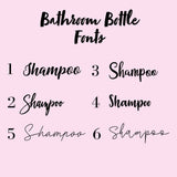 Personalised Font Bathroom Shampoo Conditioner Body Wash & Bubbles Sticker Set (No Bottles Included)