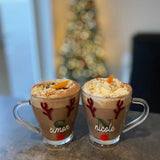 Personalised DIY Set Of 2 Create Reindeer Initial Name Christmas Cup Latte Coffee Glass Sticker Labels
