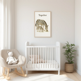 Together Zebra Family Safari Watercolour Nursery Children's Room Wall Decor Print
