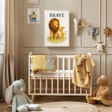 Brave Lion Family Safari Watercolour Nursery Children's Room Wall Decor Print